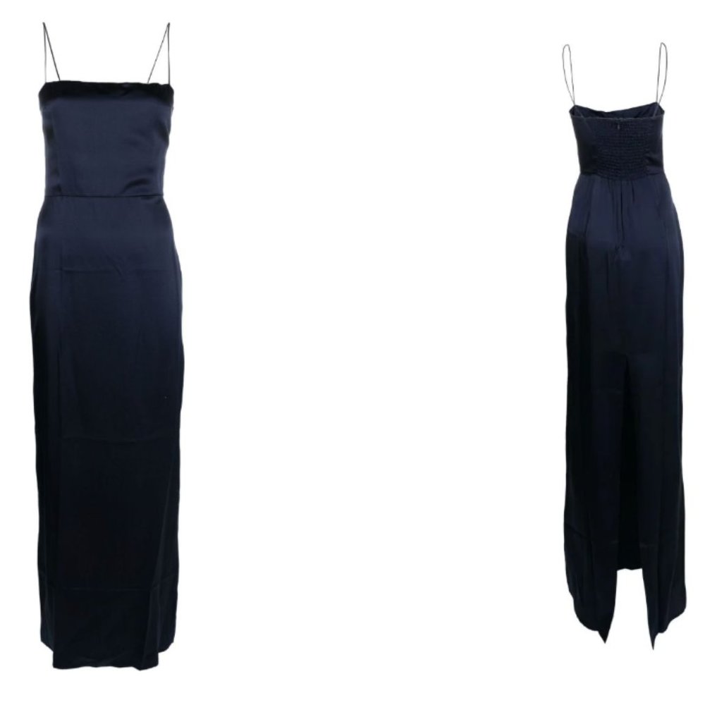 Navy Blue Blue Frankie Silk Maxi Dress